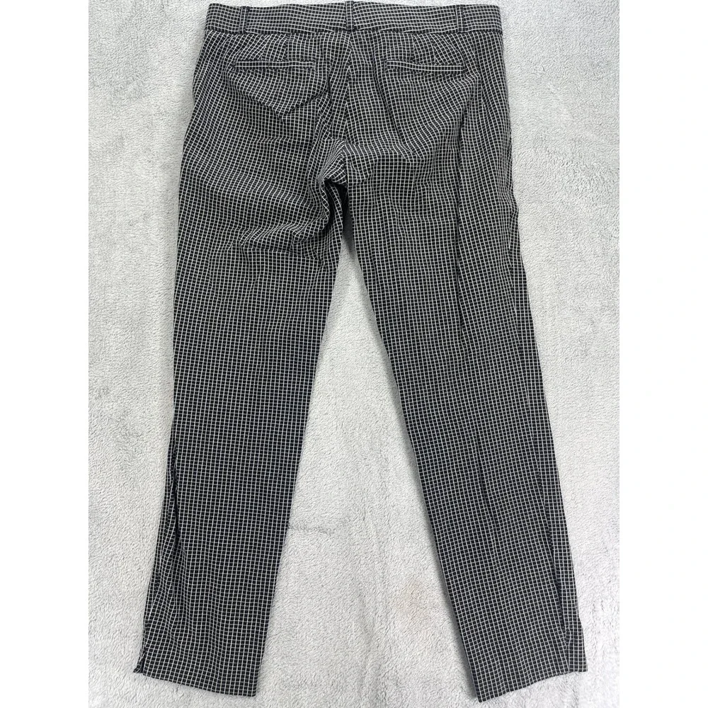 Banana Republic Dress Pants Women 10 Black Sloan Skinny Grid Pattern Ankle Fit